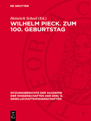 cover image of Wilhelm Pieck. Zum 100. Geburtstag